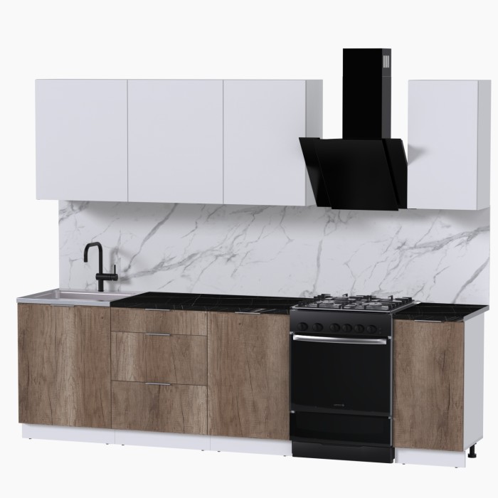 Набор корпусной мебели для кухни " Микс Топ-6" белый премиум/дуб каньон/тунис