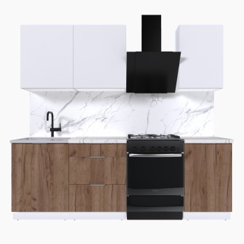 Набор корпусной мебели для кухни " Микс Топ-3" белый премиум/дуб крафт табачный/мрамор марквина