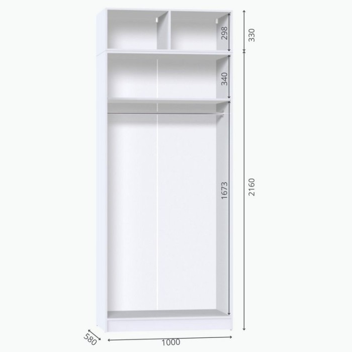 Шкаф для одежды МР-27 (580, 1 зеркало ) белый премиум