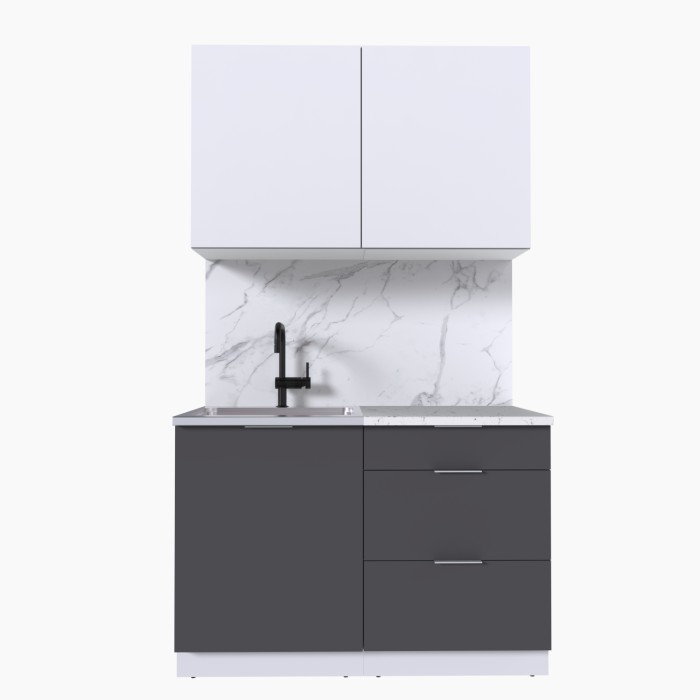 Набор корпусной мебели для кухни " Микс Топ-1" белый премиум/графит серый/мрамор марквина