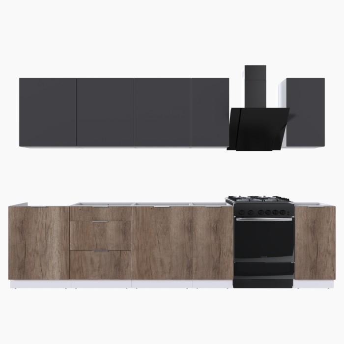 Набор корпусной мебели для кухни " Микс Топ-9" графит серый/дуб каньон