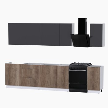 Набор корпусной мебели для кухни " Микс Топ-9" графит серый/дуб каньон