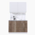 Набор корпусной мебели для кухни " Микс Топ-1" белый премиум/дуб каньон/мрамор лацио белый