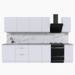 Набор корпусной мебели для кухни " Микс Топ-9" белый премиум/мрамор лацио белый