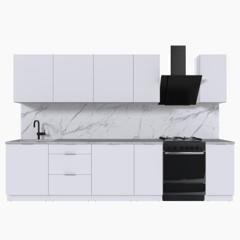 Набор корпусной мебели для кухни " Микс Топ-9" белый премиум/мрамор лацио белый