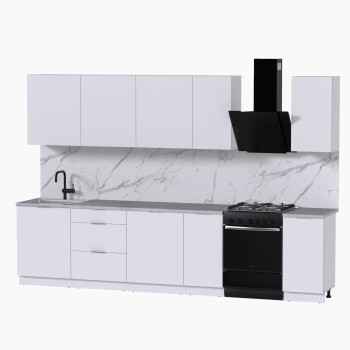 Набор корпусной мебели для кухни " Микс Топ-9" белый премиум/мрамор лацио белый