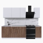 Набор корпусной мебели для кухни " Микс Топ-5" белый премиум/дуб крафт табачный/мрамор марквина