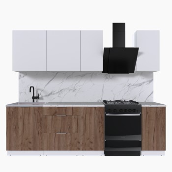 Набор корпусной мебели для кухни " Микс Топ-5" белый премиум/дуб крафт табачный/мрамор марквина