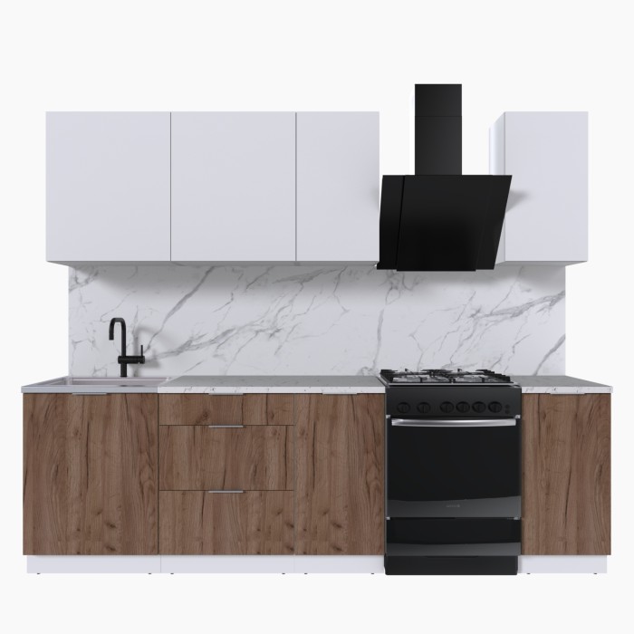 Набор корпусной мебели для кухни " Микс Топ-5" белый премиум/дуб крафт табачный/мрамор марквина