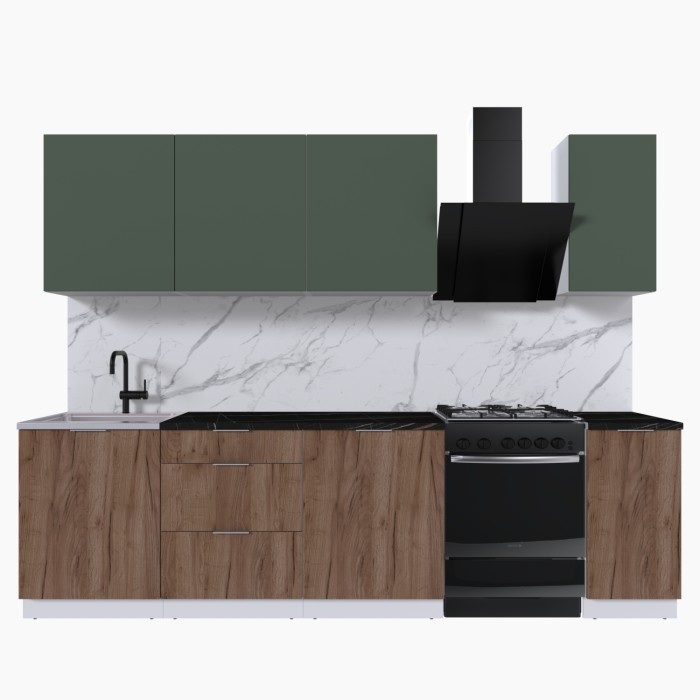 Набор корпусной мебели для кухни " Микс Топ-7" дымчато зеленый/ дуб крафт табачный/тунис