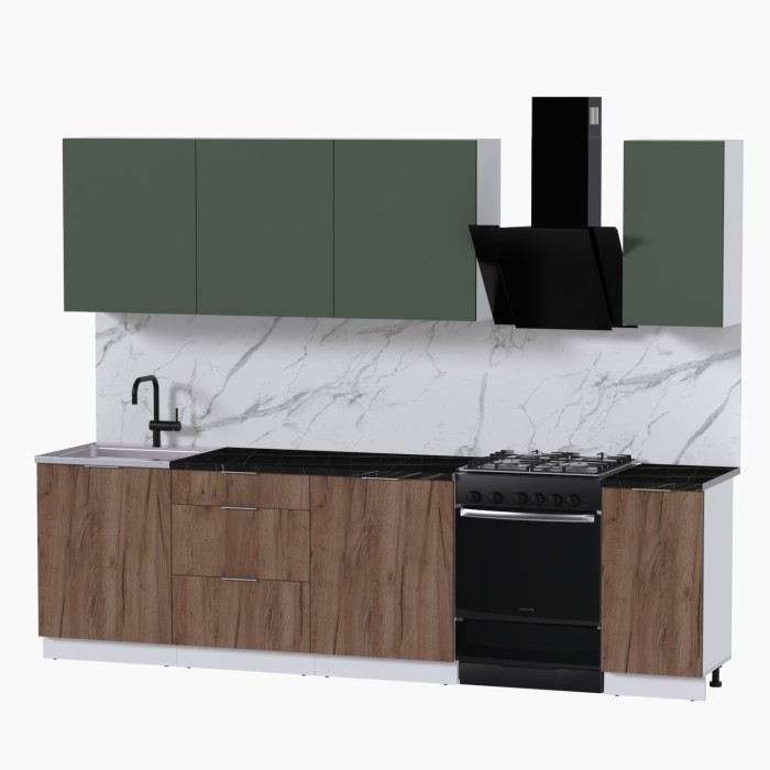 Набор корпусной мебели для кухни " Микс Топ-7" дымчато зеленый/ дуб крафт табачный/тунис