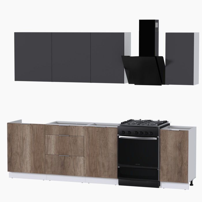Набор корпусной мебели для кухни " Микс Топ-6" графит серый/дуб каньон