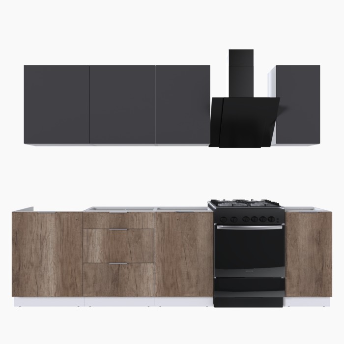 Набор корпусной мебели для кухни " Микс Топ-6" графит серый/дуб каньон