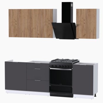 Набор корпусной мебели для кухни " Микс Топ-3" дуб крафт золотой/графит серый