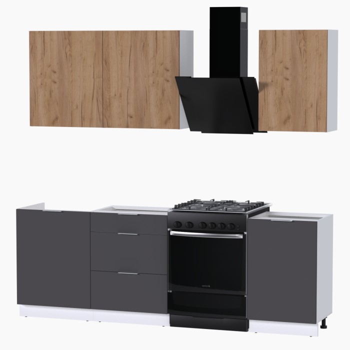 Набор корпусной мебели для кухни " Микс Топ-3" дуб крафт золотой/графит серый