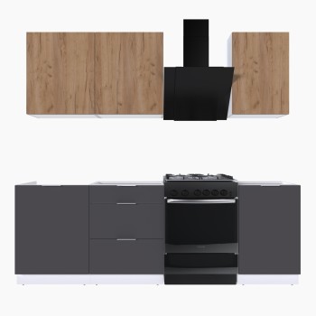 Набор корпусной мебели для кухни " Микс Топ-3" дуб крафт золотой/графит серый