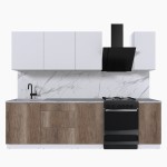 Набор корпусной мебели для кухни " Микс Топ-6" белый премиум/дуб каньон/мрамор лацио белый