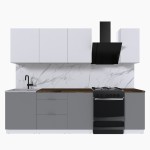 Набор корпусной мебели для кухни " Микс Топ-6" белый премиум/шиншилла серая/дуб флагстаф темный