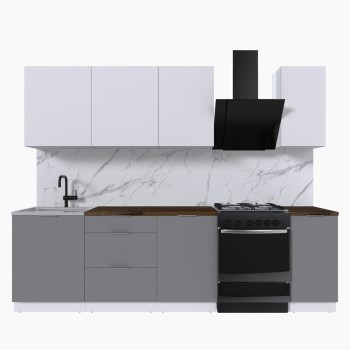 Набор корпусной мебели для кухни " Микс Топ-6" белый премиум/шиншилла серая/дуб флагстаф темный