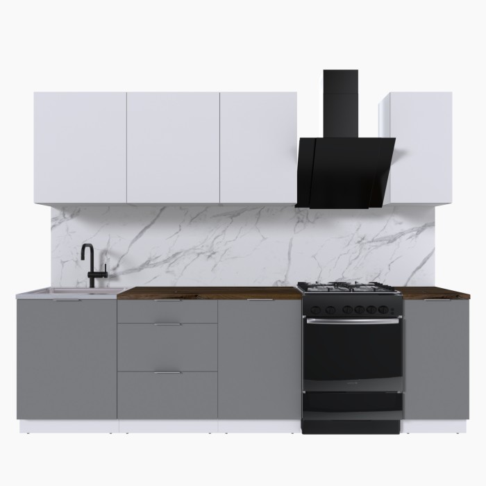 Набор корпусной мебели для кухни " Микс Топ-6" белый премиум/шиншилла серая/дуб флагстаф темный