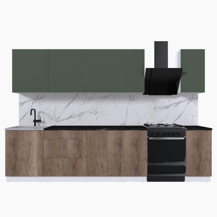 Набор корпусной мебели для кухни " Микс Топ-9" дымчато зеленый/ дуб каньон/тунис