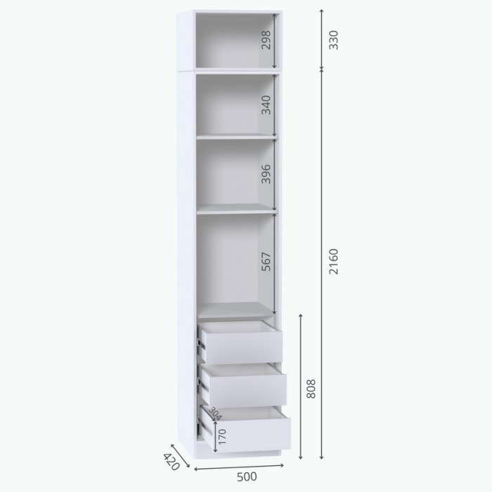 Шкаф комбинированный МР-23 (420 ) шиншилла серая