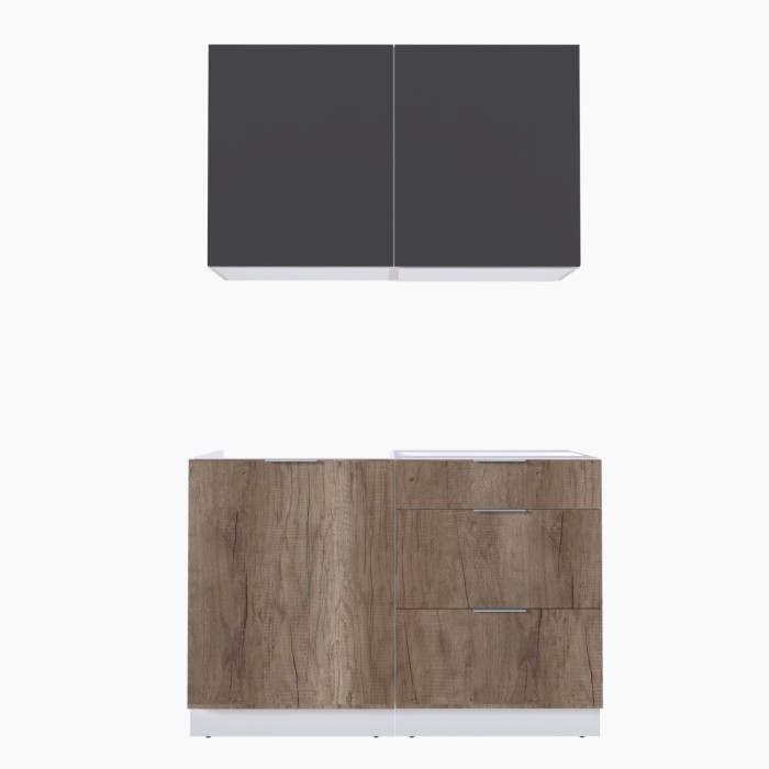 Набор корпусной мебели для кухни " Микс Топ-1" графит серый/дуб каньон