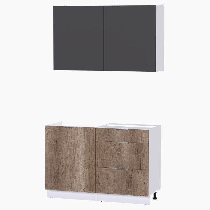 Набор корпусной мебели для кухни " Микс Топ-1" графит серый/дуб каньон