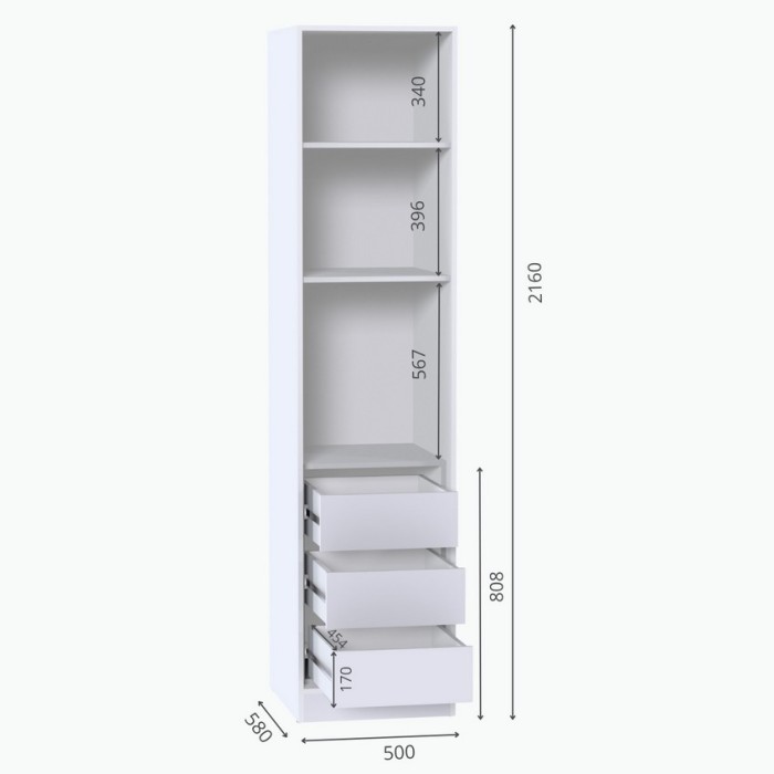 Шкаф комбинированный МР-03 (580 ) шиншилла серая