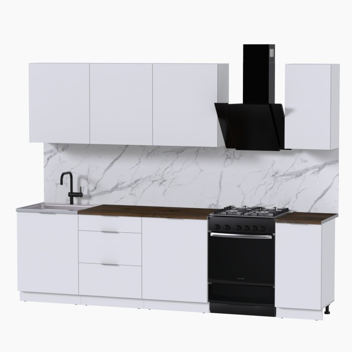 Набор корпусной мебели для кухни " Микс Топ-7" белый премиум/дуб флагстаф темный