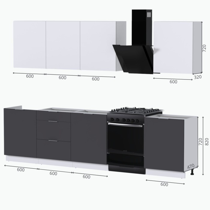 Набор корпусной мебели для кухни " Микс Топ-8" белый премиум