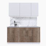 Набор корпусной мебели для кухни " Микс Топ-2" белый премиум/дуб каньон/мрамор лацио белый