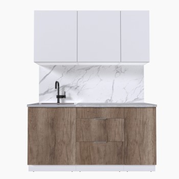 Набор корпусной мебели для кухни " Микс Топ-2" белый премиум/дуб каньон/мрамор лацио белый