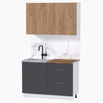 Набор корпусной мебели для кухни " Микс Топ-1" дуб крафт золотой/графит серый/дуб вотан