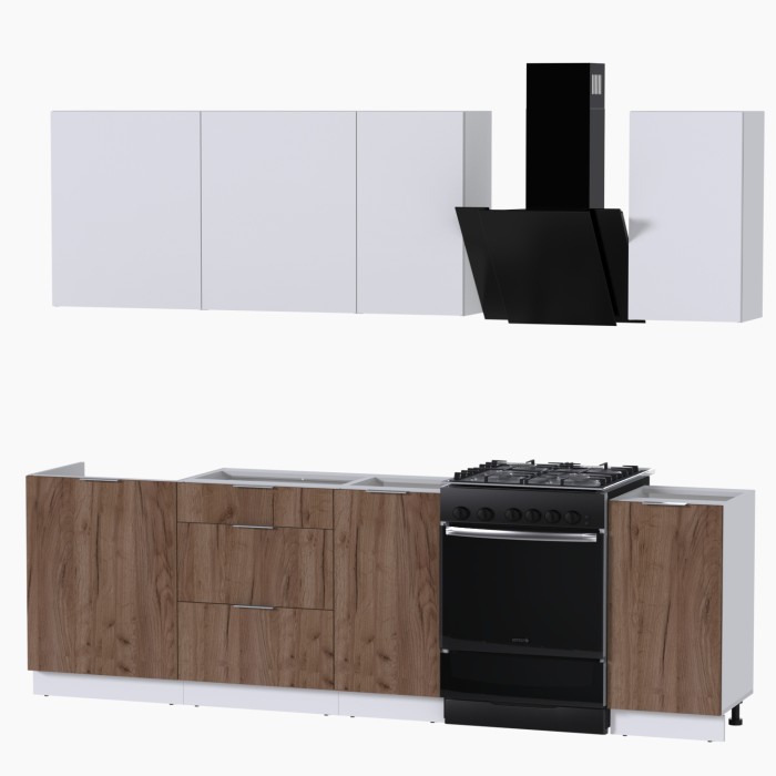 Набор корпусной мебели для кухни " Микс Топ-5" белый премиум/дуб крафт табачный