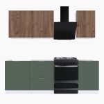 Набор корпусной мебели для кухни " Микс Топ-3" дуб крафт табачный/дымчато зеленый