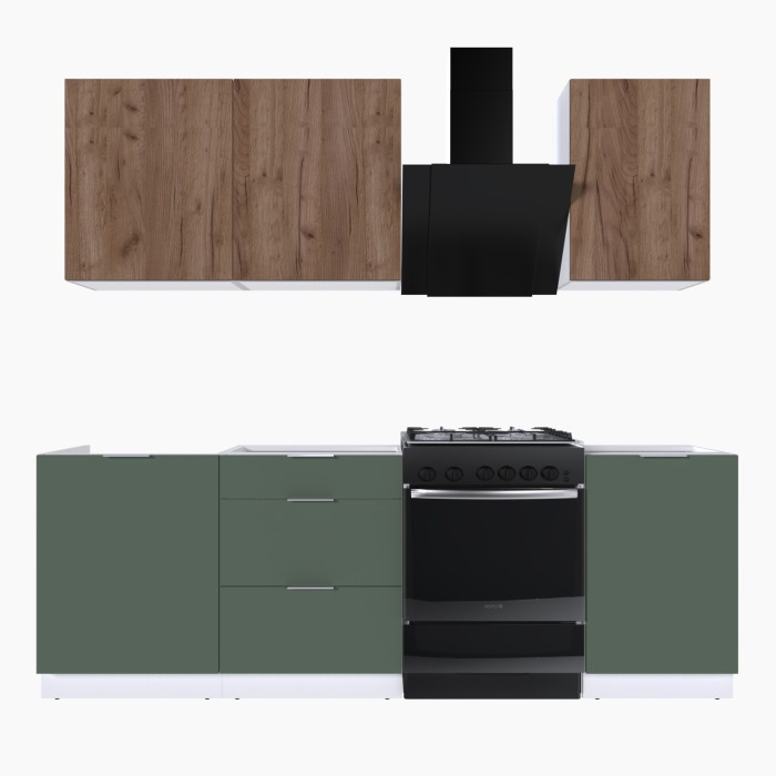 Набор корпусной мебели для кухни " Микс Топ-3" дуб крафт табачный/дымчато зеленый