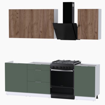 Набор корпусной мебели для кухни " Микс Топ-3" дуб крафт табачный/дымчато зеленый