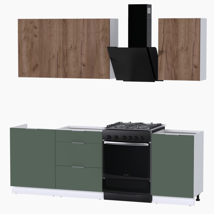 Набор корпусной мебели для кухни " Микс Топ-3" дуб крафт табачный/дымчато зеленый