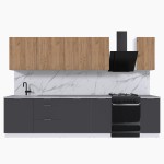 Набор корпусной мебели для кухни " Микс Топ-9" дуб крафт золотой/графит серый/мрамор лацио белый