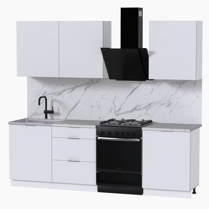 Набор корпусной мебели для кухни " Микс Топ-4" белый премиум/мрамор марквина