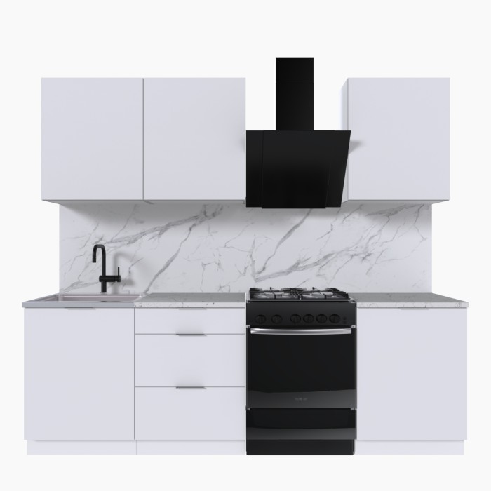 Набор корпусной мебели для кухни " Микс Топ-4" белый премиум/мрамор марквина