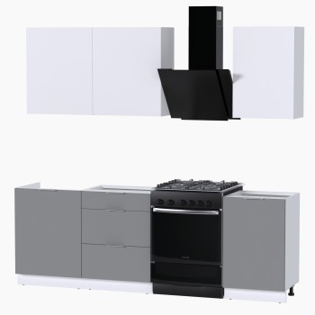 Набор корпусной мебели для кухни " Микс Топ-3" белый премиум/шиншилла серая