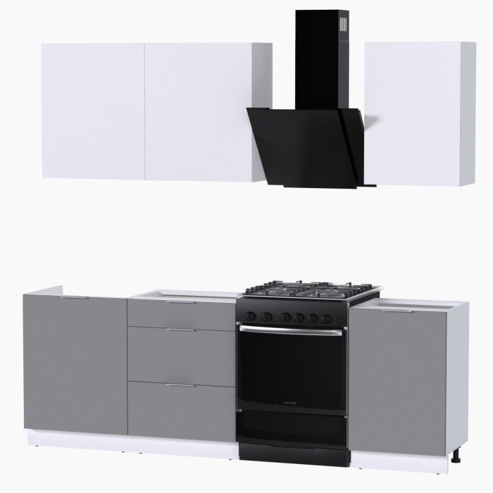 Набор корпусной мебели для кухни " Микс Топ-3" белый премиум/шиншилла серая