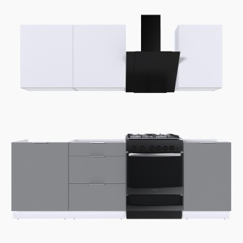 Набор корпусной мебели для кухни " Микс Топ-3" белый премиум/шиншилла серая