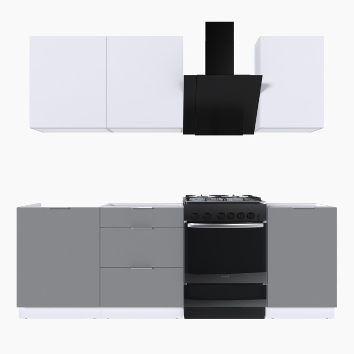 Набор корпусной мебели для кухни " Микс Топ-3" белый премиум/шиншилла серая