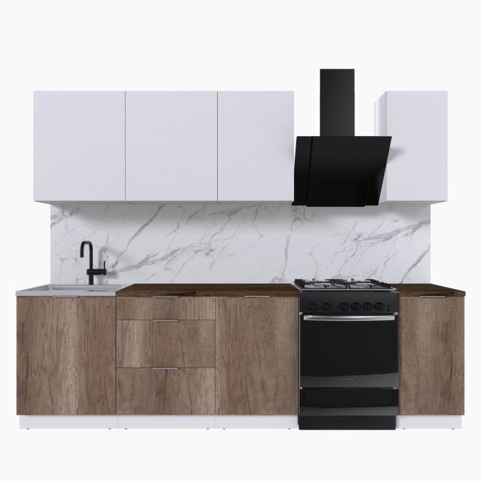 Набор корпусной мебели для кухни " Микс Топ-6" белый премиум/дуб каньон/дуб флагстаф темный