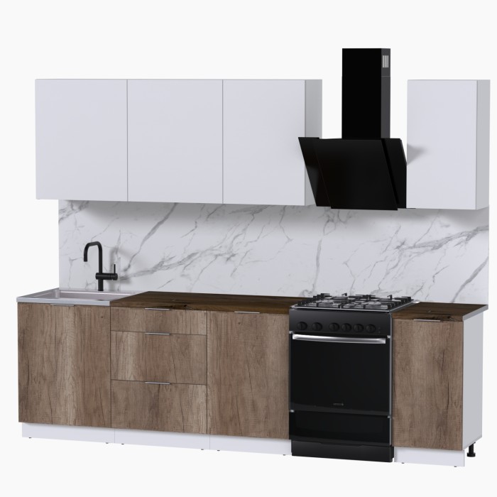 Набор корпусной мебели для кухни " Микс Топ-6" белый премиум/дуб каньон/дуб флагстаф темный