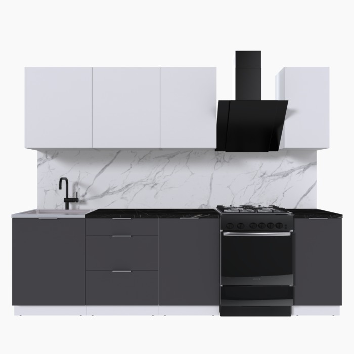 Набор корпусной мебели для кухни " Микс Топ-6" белый премиум/ графит серый/тунис