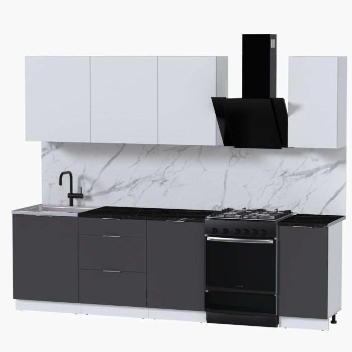 Набор корпусной мебели для кухни " Микс Топ-6" белый премиум/ графит серый/тунис